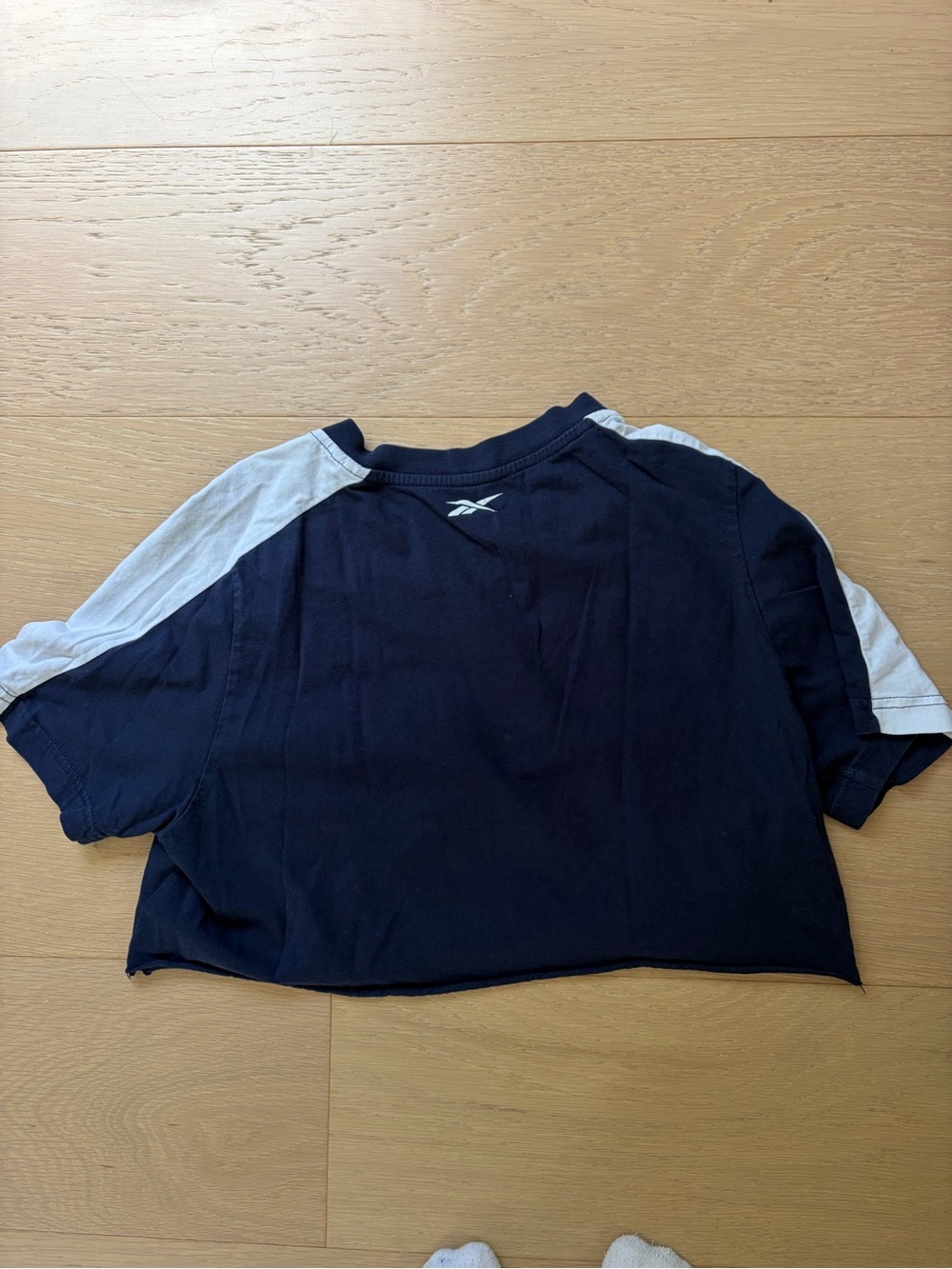 Reebok Navy, White & Blue Logo Cropped Tee - Picture 2 of 3